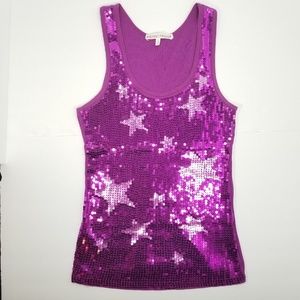 Pink Sequin Tank Top with Stars